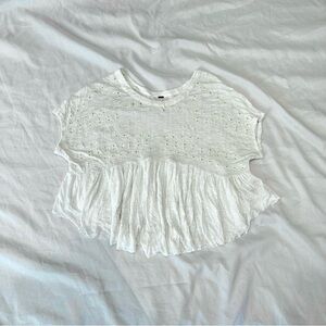 NWOT Free People White Eyelet Babydoll Top